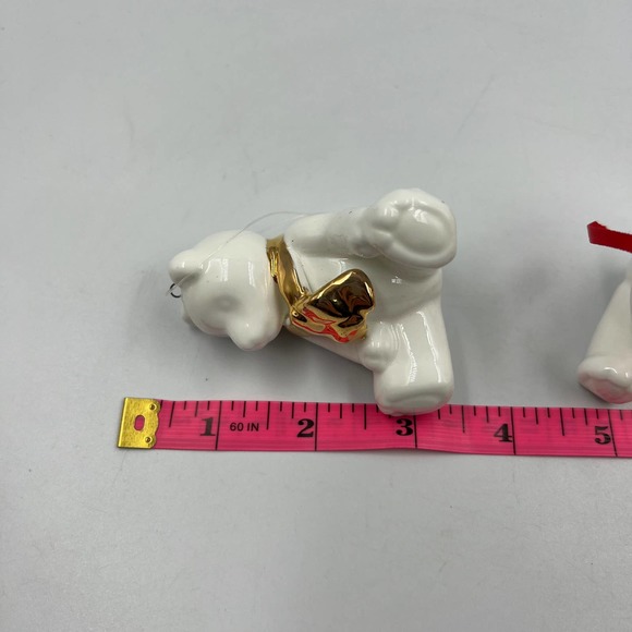 Department 56 Vintage Teddy Bear Ornaments Christmas Solid White Fine China 2 - Picture 7 of 8